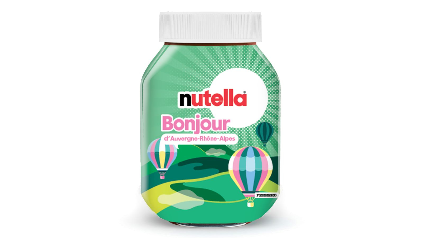 Un pot de Nutella aux couleurs de la région Auvergne-Rhône-Alpes