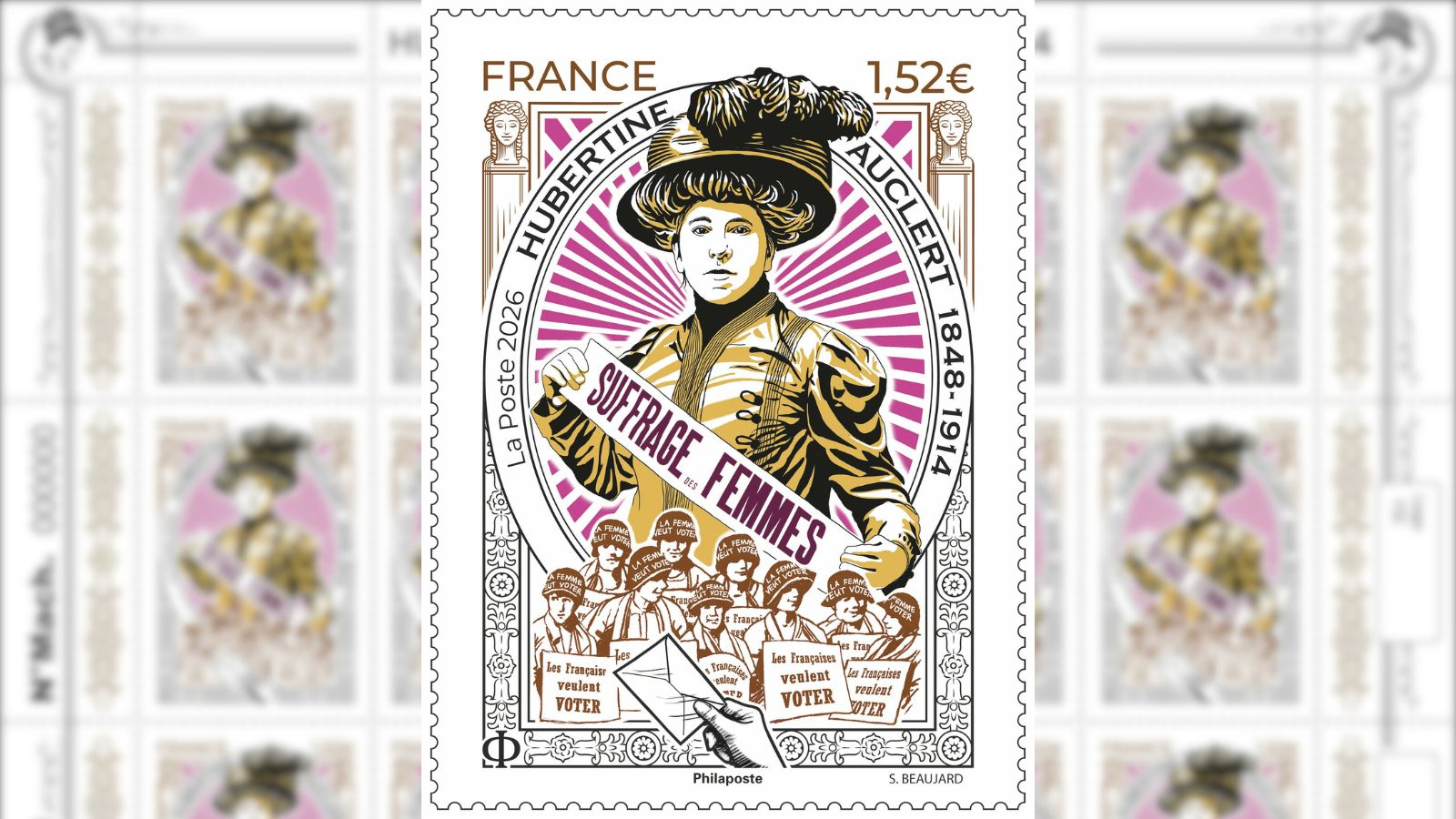 Une suffragiste du Bourbonnais sur un timbre